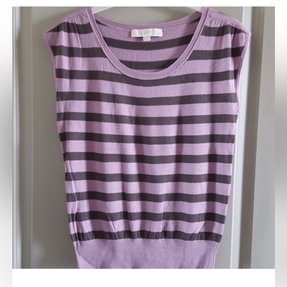 LOFT - XSP purple and brownish striped sleeveless top. Worn once.